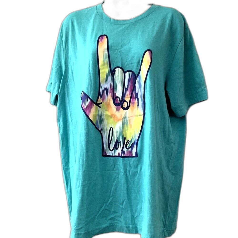 Haute Mess ASL I Love You Tie-Dye Graphic T-Shirt XL
